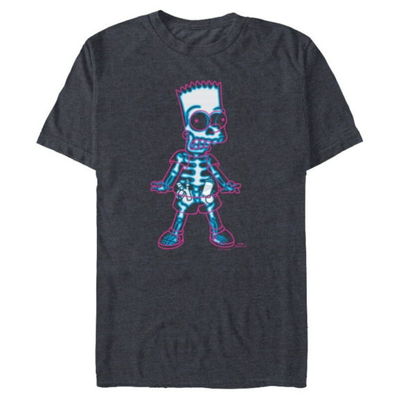 The Simpsons Bart Simpson Way in Trouble X-Ray - Short Sleeve Blended T-Shirt for Adults - Customized-Navy Heather