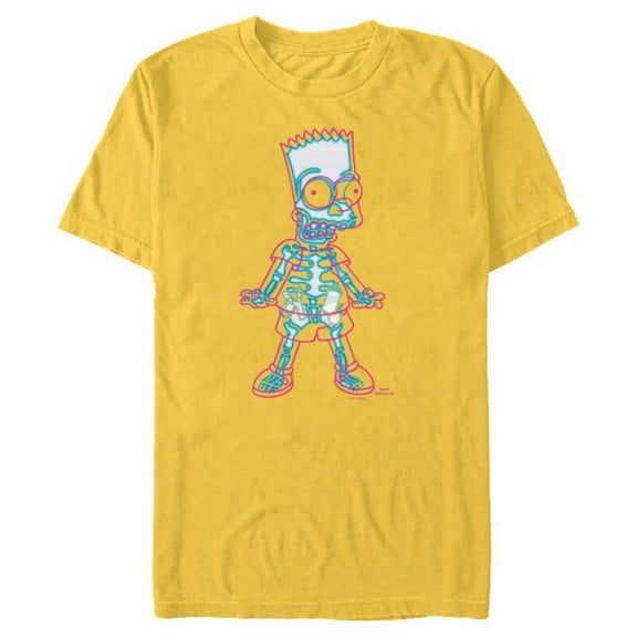 The Simpsons Bart Simpson Way in Trouble X-Ray - Short Sleeve Blended T-Shirt for Adults - Customized-Yellow