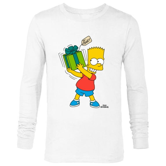 The Simpsons Bart Simpsons Present Time Holiday - Long Sleeve T-Shirt for Men – Customized-White