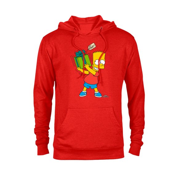 The Simpsons Bart Simpsons Present Time Holiday - Pullover Hoodie for Adults – Customized-Red Heather