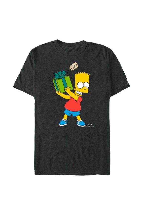 Bart Simpsons Present Time Holiday - Short Sleeve Blended T-Shirt for Adults – Customized-Dark Heather