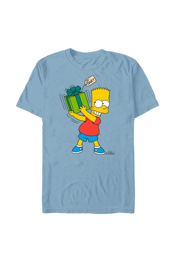 Bart Simpsons Present Time Holiday - Short Sleeve Blended T-Shirt for Adults – Customized-Ocean Blue