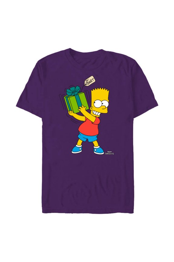 Bart Simpsons Present Time Holiday - Short Sleeve Blended T-Shirt for Adults – Customized-Purple