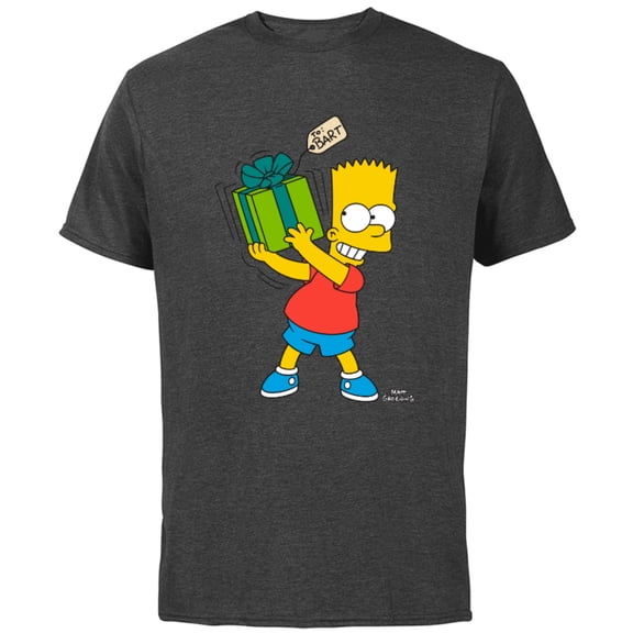 The Simpsons Bart Simpsons Present Time Holiday - Short Sleeve Cotton T-Shirt for Adults - Customized-Charcoal