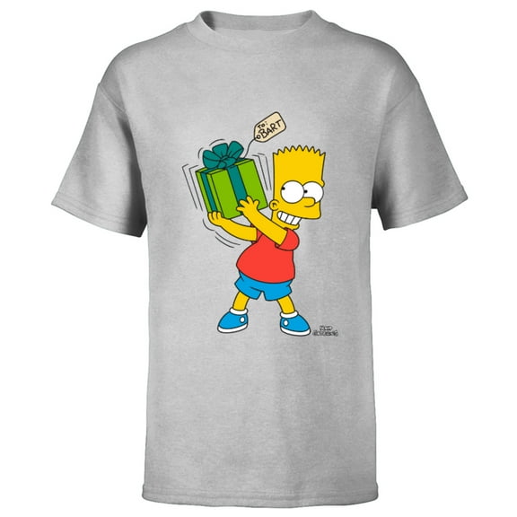 The Simpsons Bart Simpsons Present Time Holiday - Short Sleeve T-Shirt for Kids – Customized-Athletic Heather