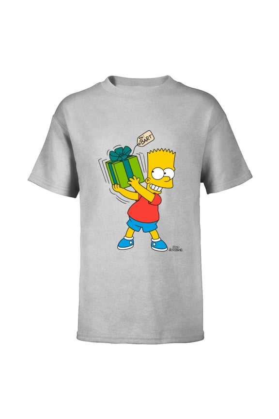 Bart Simpsons Present Time Holiday - Short Sleeve T-Shirt for Kids ā Customized-Athletic Heather