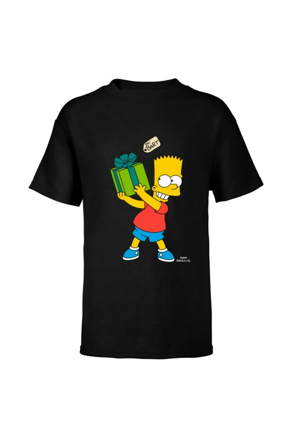 Bart Simpsons Present Time Holiday - Short Sleeve T-Shirt for Kids – Customized-Black