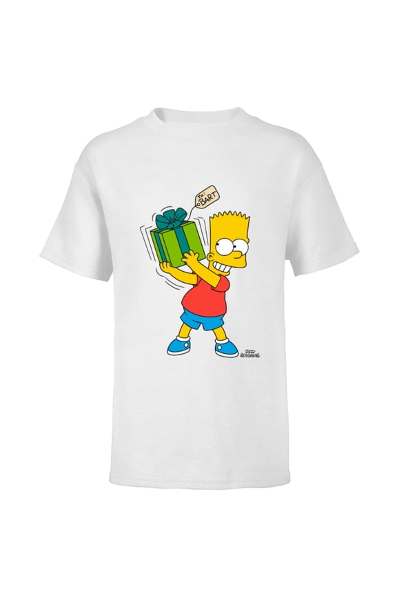 Bart Simpsons Present Time Holiday - Short Sleeve T-Shirt for Kids – Customized-White