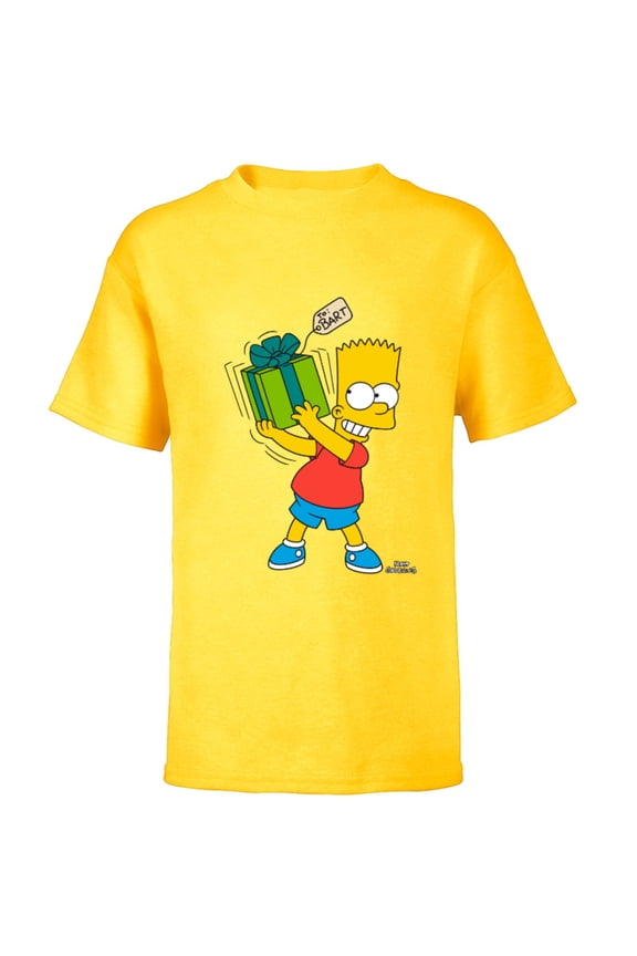 Bart Simpsons Present Time Holiday - Short Sleeve T-Shirt for Kids – Customized-Yellow