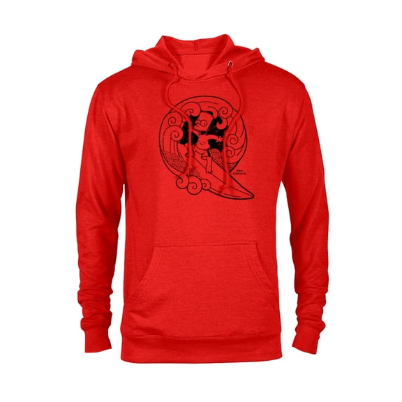 The Simpsons Bart Surfing Japanese Woodblock - Pullover Hoodie for Adults – Customized-Red Heather