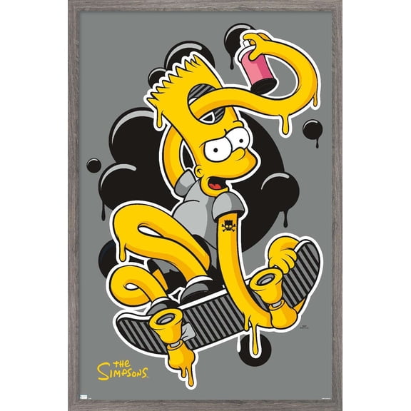 The Simpsons - Bart Warped Skater Wall Poster, 22.375" x 34", Framed
