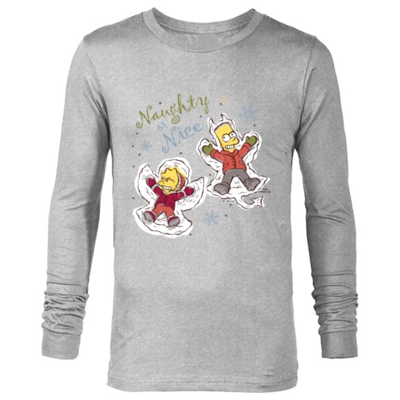 The Simpsons Bart and Lisa Christmas Holiday Naughty or Nice - Long Sleeve T-Shirt for Men - Customized-Athletic Heather
