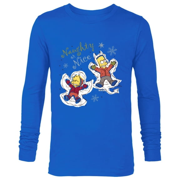 The Simpsons Bart and Lisa Christmas Holiday Naughty or Nice - Long Sleeve T-Shirt for Men - Customized-Navy