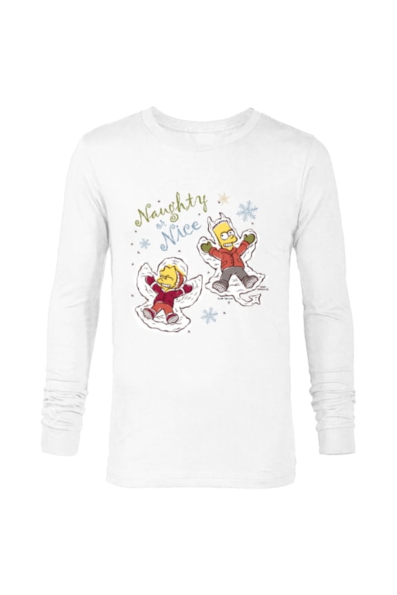 Bart and Lisa Christmas Holiday Naughty or Nice - Long Sleeve T-Shirt for Men - Customized-White