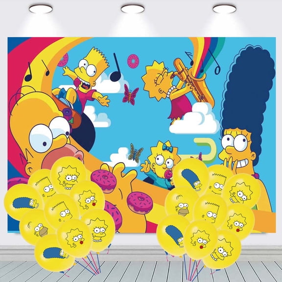 The Simpsons Birthday Balloons Party Supplies Banner Backdrop Background Taspestry Poster Wall Decor