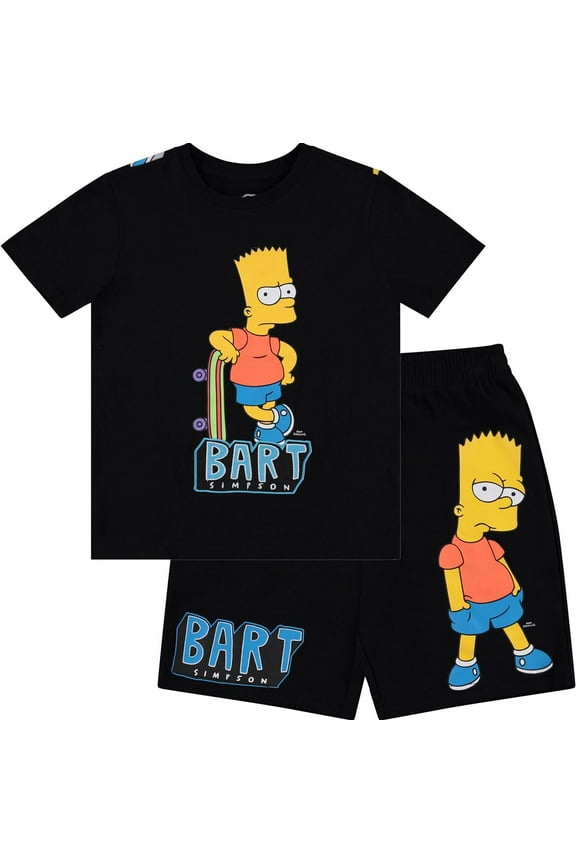 Boy's Bart T-Shirt and Shorts Bundle Clothing Set- Little and Big Boys Bart Simpson Sizes 4-20