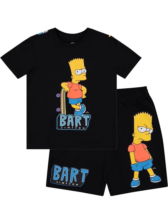 The Simpsons Boy's Bart T-Shirt and Shorts Bundle Clothing Set- Little and Big Boys Bart Simpson Sizes 4-20
