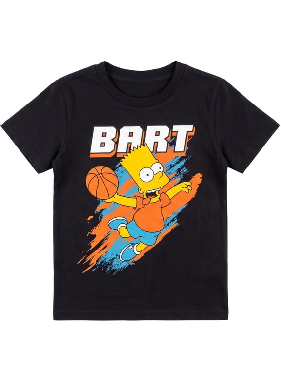 Boys Bart Basketball Graphic T-Shirt, Black, Sizes 8-20