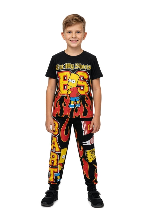 Boys' Bart Simpson 2-Piece Joggers Set Outfit Color: black Size: 8