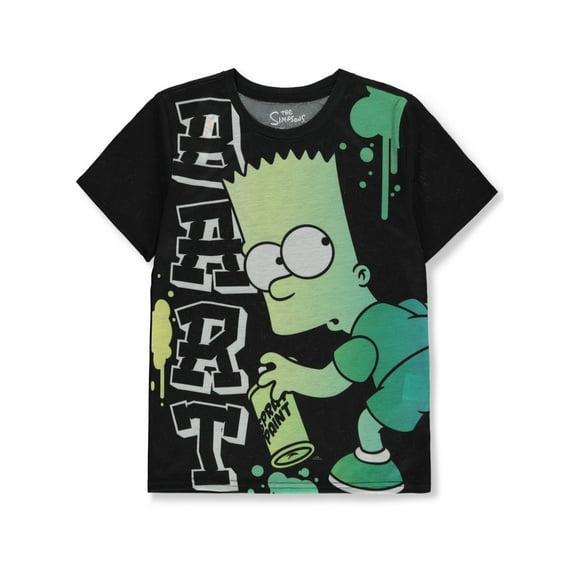 The Simpsons Boys' Bart Simpson T-Shirt Color: black Size: 8