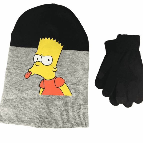 The Simpsons Boys' Beanie & Mittens Set (Toddler One Size)