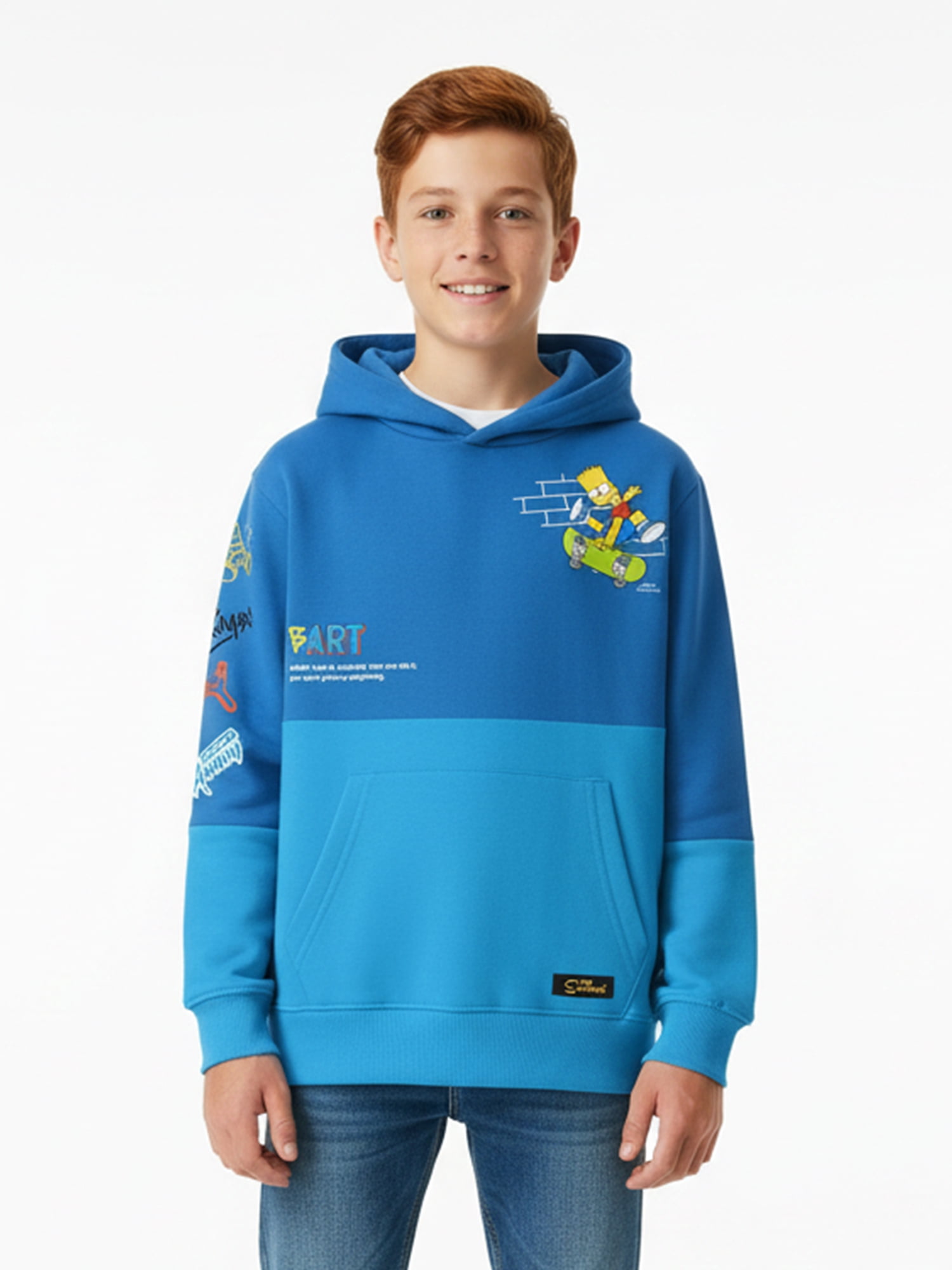 The Simpson’s Boy’s Colorblock Fleece Graphic Hoodie, Sizes 4-18