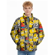 The Simpsons Boys Bart Graphic Zip-Up Puffer Jacket, Sizes 6-18
