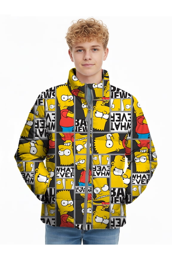 Boys Bart Graphic Zip-Up Puffer Jacket, Sizes 6-18