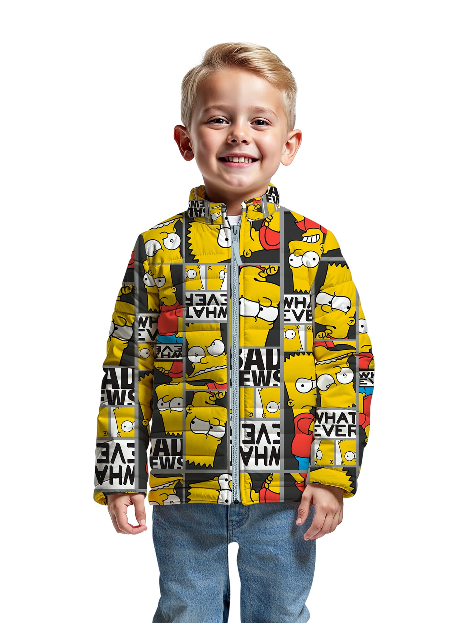 The Coupon deal of  The Simpsons Boys Bart Graphic Zip-Up Puffer Jacket, Sizes 6-18