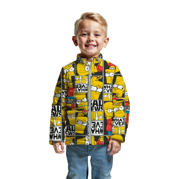 The Simpsons Boys Bart Graphic Zip-Up Puffer Jacket, Sizes 6-18
