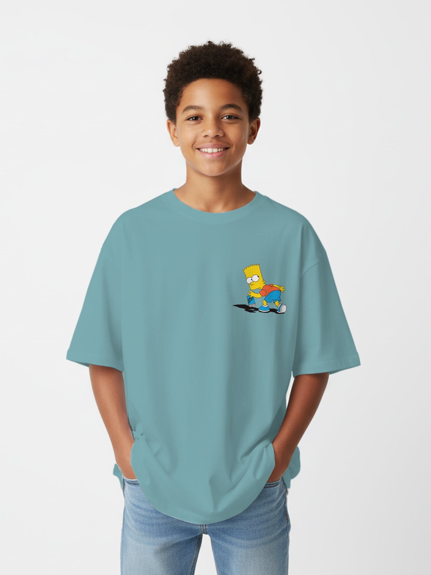 The Simpsons, Boys' Elevated Front and Back Graphic T-Shirt, Bad Boy Spray, Sizes 4-18