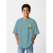 The Simpsons, Boys' Elevated Front and Back Graphic T-Shirt, Bad Boy Spray, Sizes 4-18