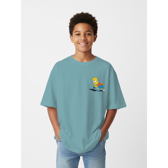 The Simpsons, Boys' Elevated Front and Back Graphic T-Shirt, Bad Boy Spray, Sizes 4-18