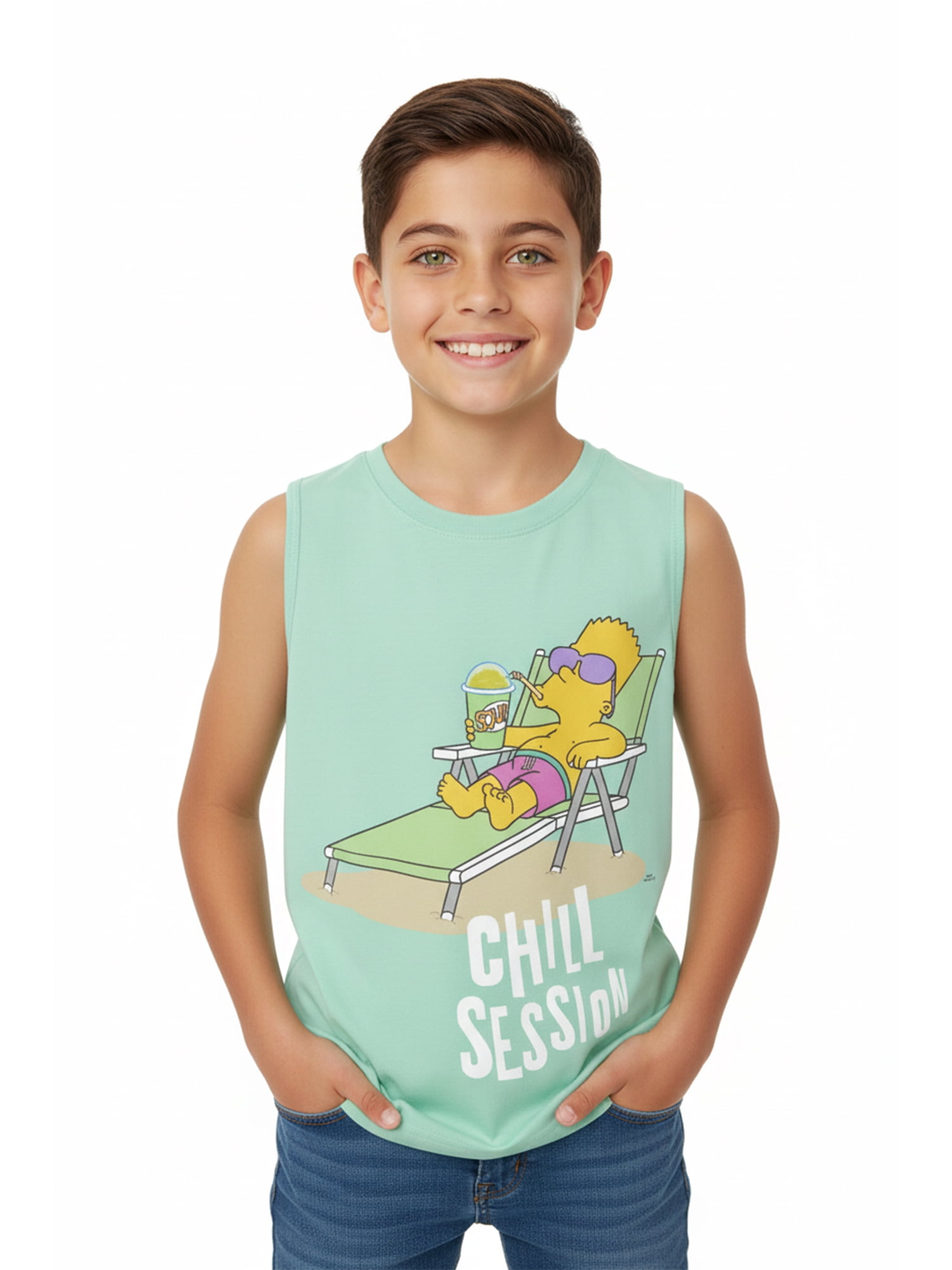 The Simpsons Boys Graphic Muscle Tank Top, Sizes 4-18