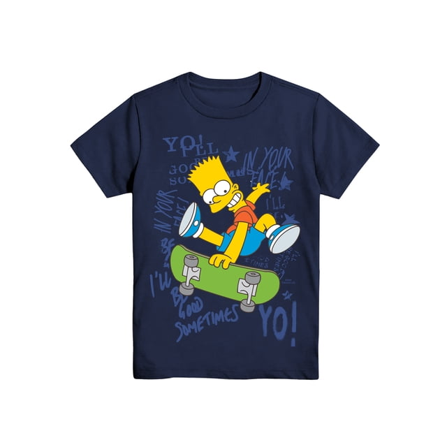 The Simpsons Boys' Graphic Tee with Short Sleeves, Kick Flip Swag, Sizes 4-18