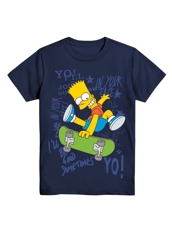 The Simpsons Boys' Graphic Tee with Short Sleeves, Kick Flip Swag, Sizes 4-18
