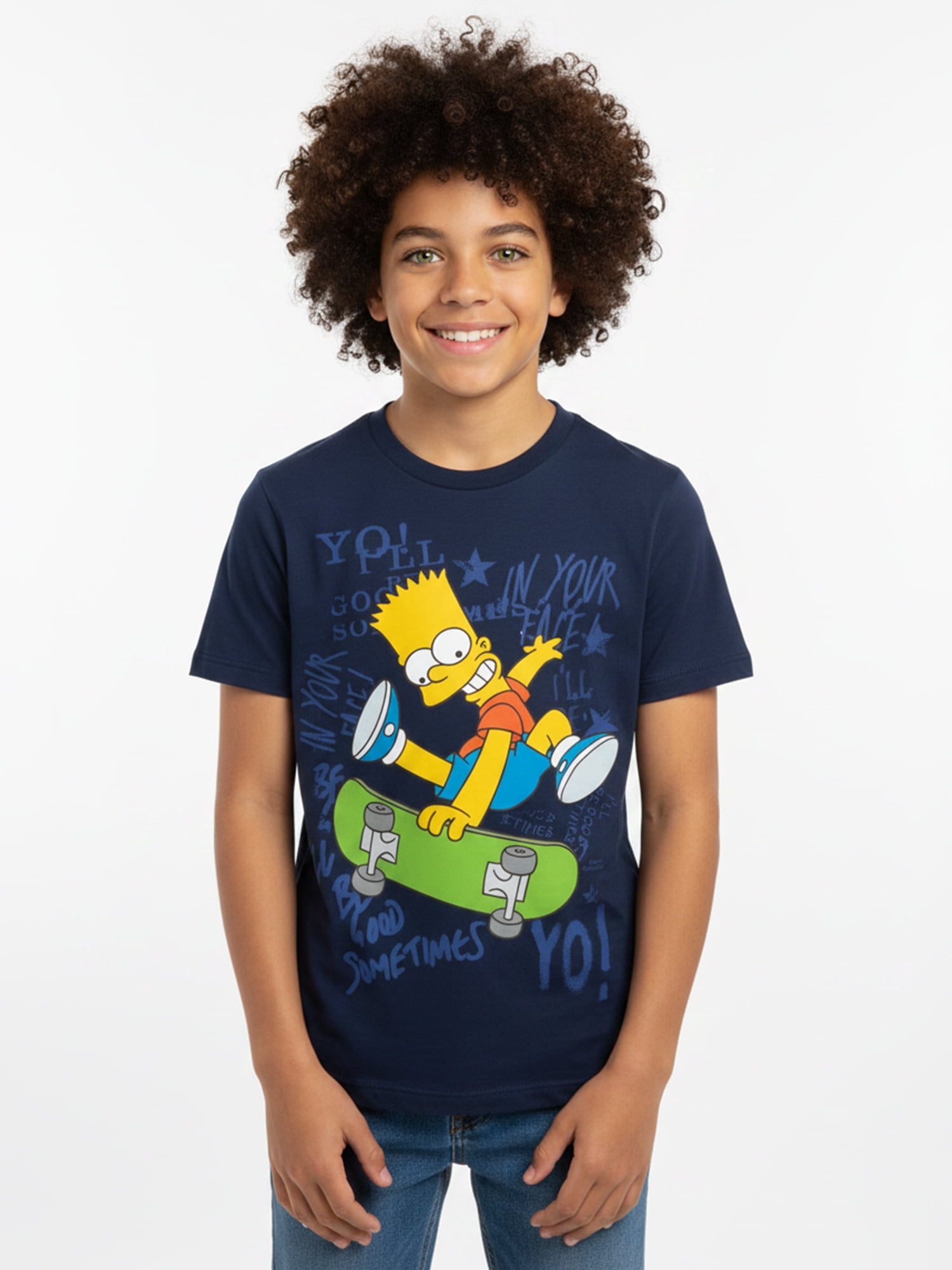The Simpsons Boys' Graphic Tee with Short Sleeves, Kick Flip Swag, Sizes 4-18