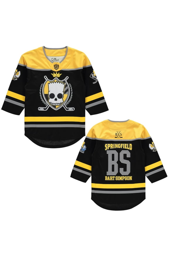 Boys' Little Bart Long Sleeve Hockey Jersey 4-20 Sizes, Black/Yellow