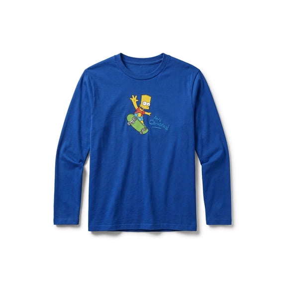 The Simpsons Boys’ Long Sleeve Graphic T-Shirt, Bart Simpson, Sizes XS-XXL