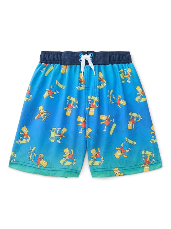 Boys Bart Skateboard Swim Trunks, Sizes 4-16