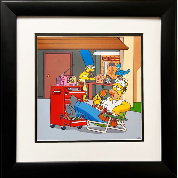 The Simpsons "Building a Birdhouse" CUSTOM FRAMED ART Print Generic