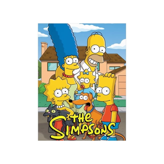 The Simpsons Character Illustration Showing a Full Springfield Cast in a Colorful Group Scene – Size 24x36 Unframed Poster