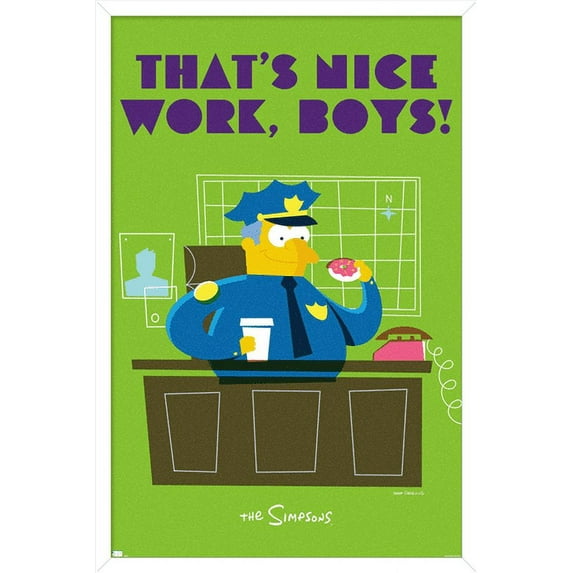 The Simpsons - Chief Wiggum Geometric Wall Poster, 14.725" x 22.375", Framed