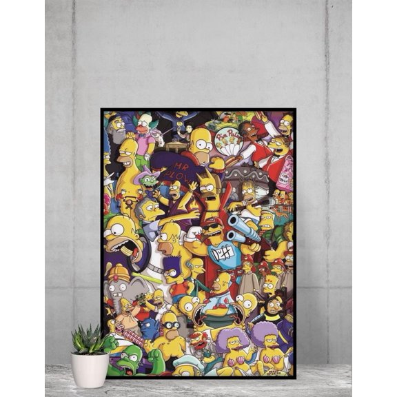 The Simpsons Collage Poster Funny Cartoon Wall Art Homer Simpson Characters Colorful Pop Culture Room Decor 8x12 UNFRAMED