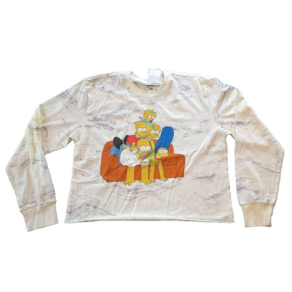 The Simpsons Couch Stack Cropped Junior Women's T-Shirt Size X-Large