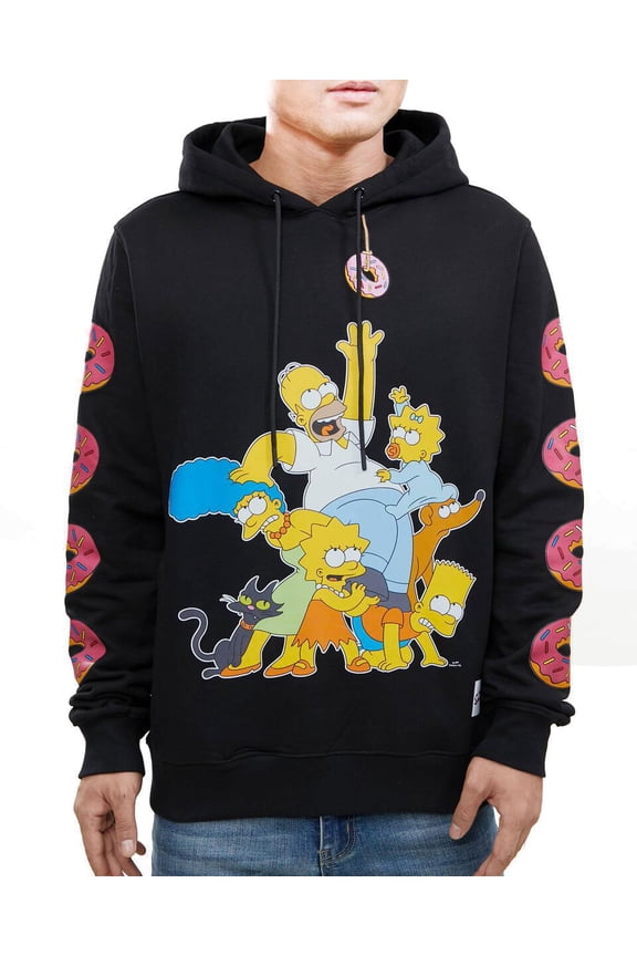 The Simpsons Donut Love Affair Hoodie, Black, XX-Large