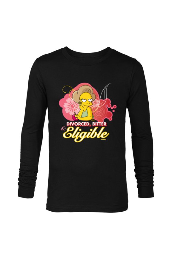 Edna Krabappel Divorced Bitter Eligible Retro - Long Sleeve T-Shirt for Men - Customized-Black
