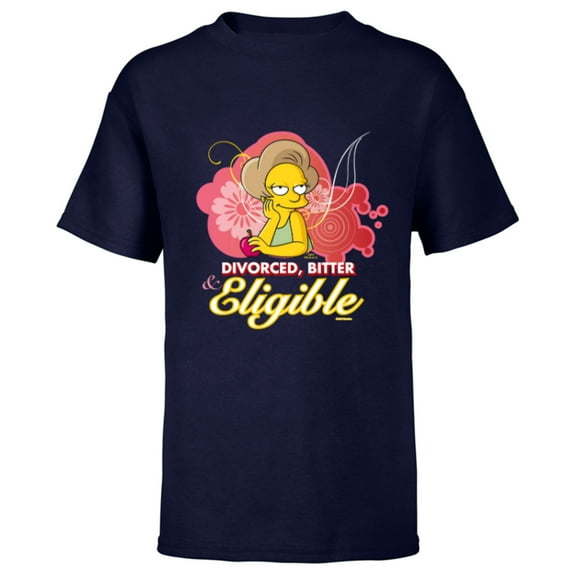 The Simpsons Edna Krabappel Divorced Bitter Eligible Retro - Short Sleeve T-Shirt for Kids - Customized-Navy