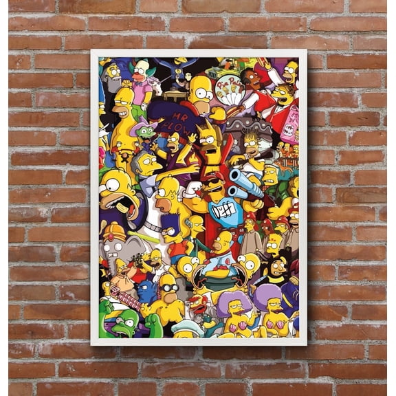 The Simpsons Ensemble Illustration Featuring a Dense Pop Culture Scene Filled with Iconic Springfield Characters – Size 24x36 Unframed Poster