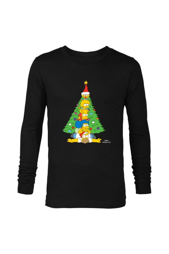 Family Christmas Tree Holiday - Long Sleeve T-Shirt for Men – Customized-Black